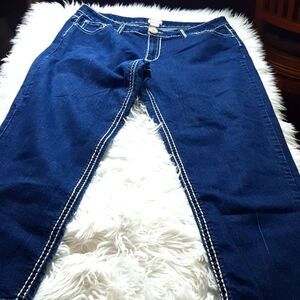 GUMM JEANS Embroidery 5Pocket  Jeans sz 20 Stretch BootCut 38 Wx30inseam x42L‎